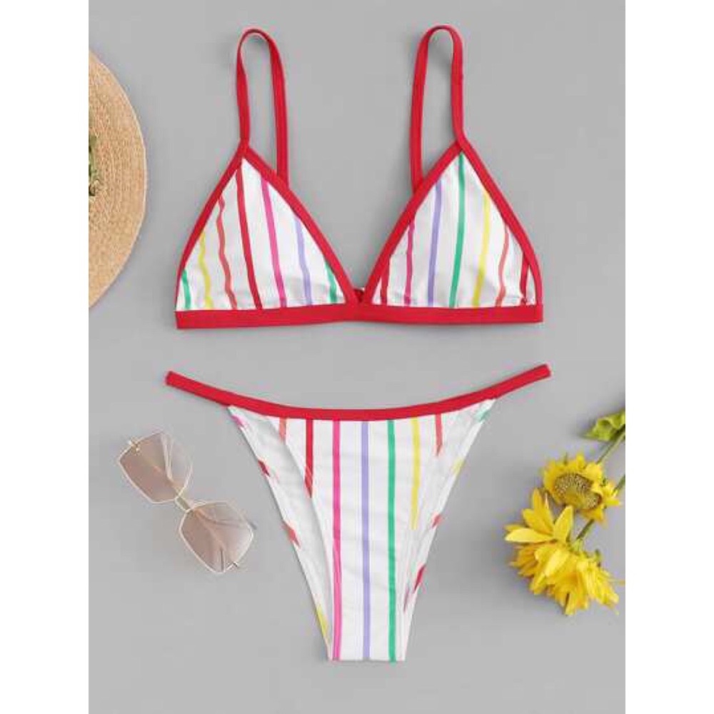Rainbow stripe bikini set